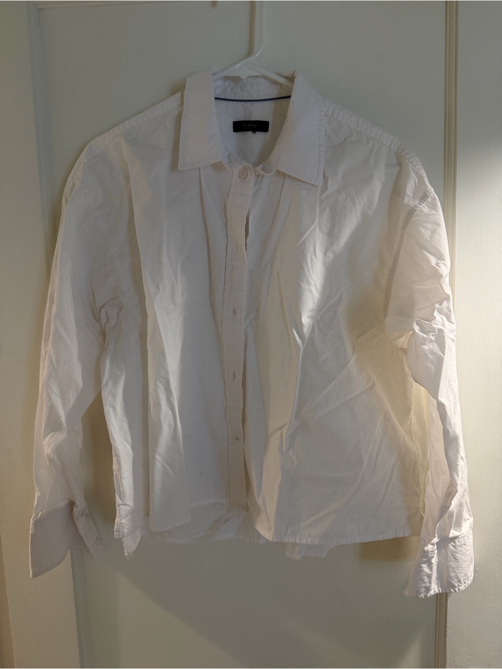 J. Crew Women’s Cropped White Button-Down Shirt